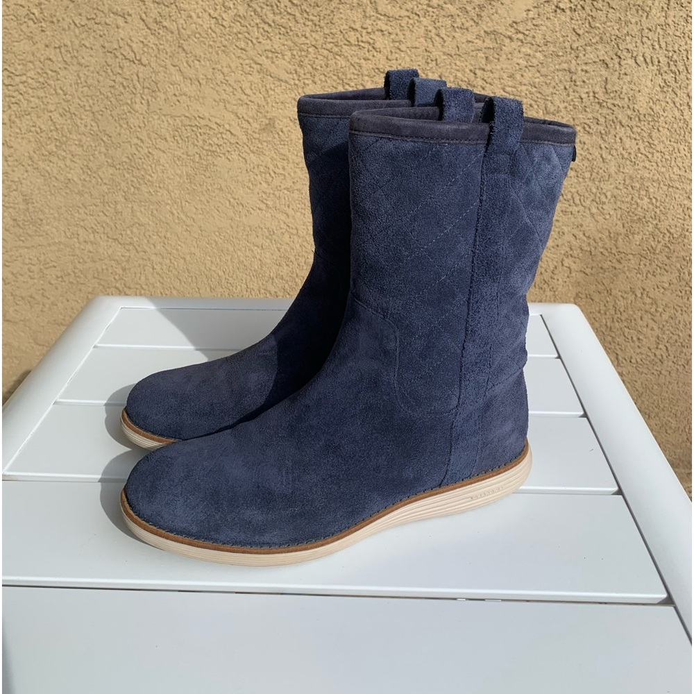 Cole Haan blue suede waterproof boots size 6.5 B